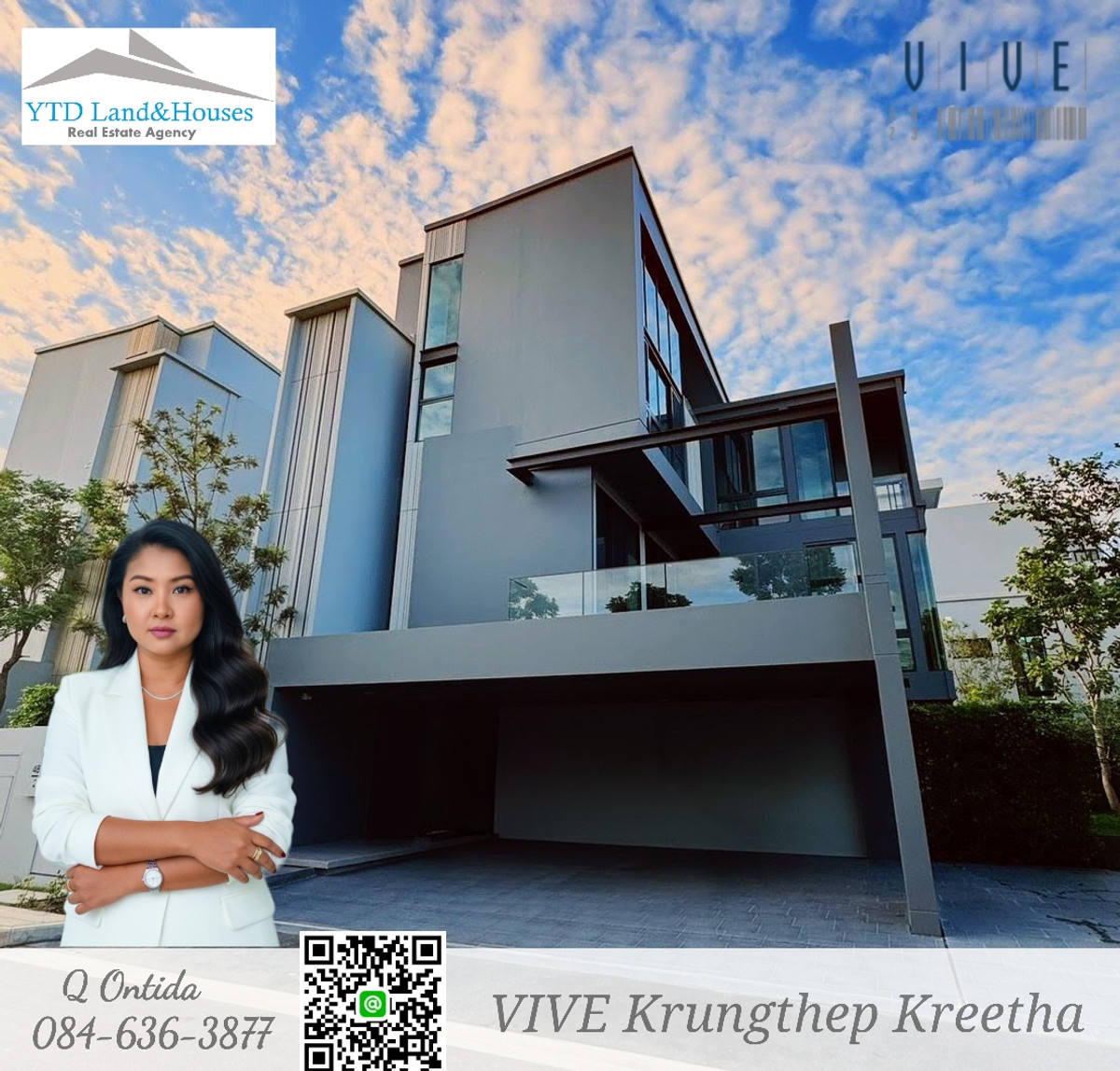 Luxury house for Sale/Rent at VIVE Krungthep Kreetha, Corner unit, 3 story detached house with private elevator. Near the Yellow Line Srikreetha Station Behind Willington school Listing No: YT01-2541 Luxury house for Sale/Rent at VIVE Krungthep Kreetha, Corner unit, 3 story detached house with private elevator. Near the Yellow Line Srikreetha Station Behind Willington school Listing No: YT01-2541