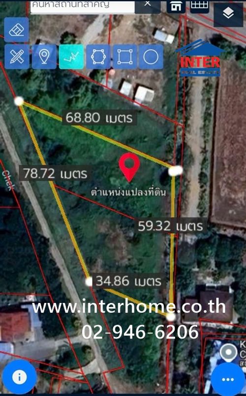 ที่ดินเปล่า 827 ตร.ว. ที่ดิน ใกล้สภานีอนามัยคลองสระ ถนนกาญจนาภิเษก ถนน Highway 2019 สามโคก ปทุมธานี