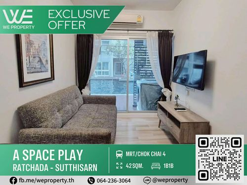 1 ห้องใหญ่ 42.07 ตร.ม. ราคาดีที่สุดในโครงการ!!⭐A Space Play Ratchada-Sutthisan (เอ สเปซ เพลย์ รัชดา-สุทธิสาร)
