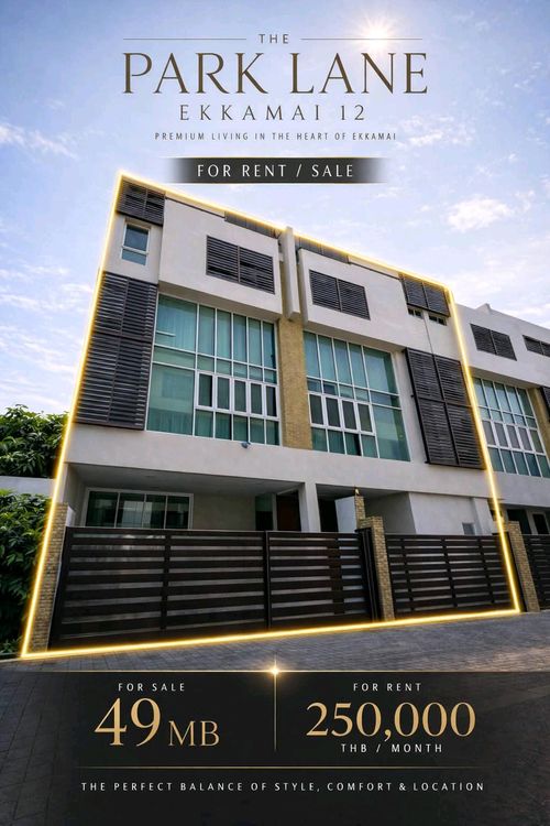 🏡 The Park Lane Ekkamai 12, a 4-story luxury townhome, the largest in the project in the heart of Ekkamai.