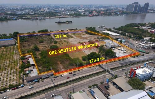 Land for sale, Rama 3 (next to the Chao Phraya River), area 30 rai, suitable for building a Super Luxury housing project, office and condominium.