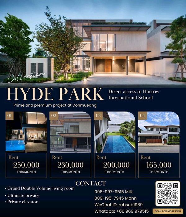 Salila🚩Luxury Living for Harrow Families | For Rent — Brand New 3-Story Luxury Home @Hyde Park Garden Donmuang | Modern Tropical Style