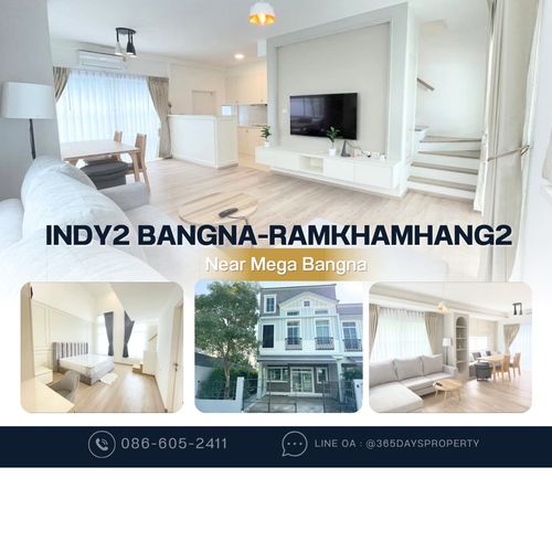 💥ForRent💥3Bed Duplex • Indy2 Bangna-Ramkhamhang 2 🏡 Near Mega Bangna 🛒 Corner House 🌟Beautifully decorated 🌟 Ready to move in ‼️