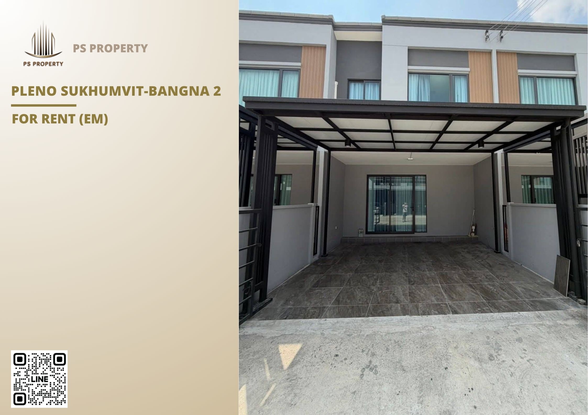 Townhouse for rent ✨ Pleno Sukhumvit-Bangna 2 ✨ 3 bedrooms, 2 bathrooms, fully furnished and equipped with appliances.