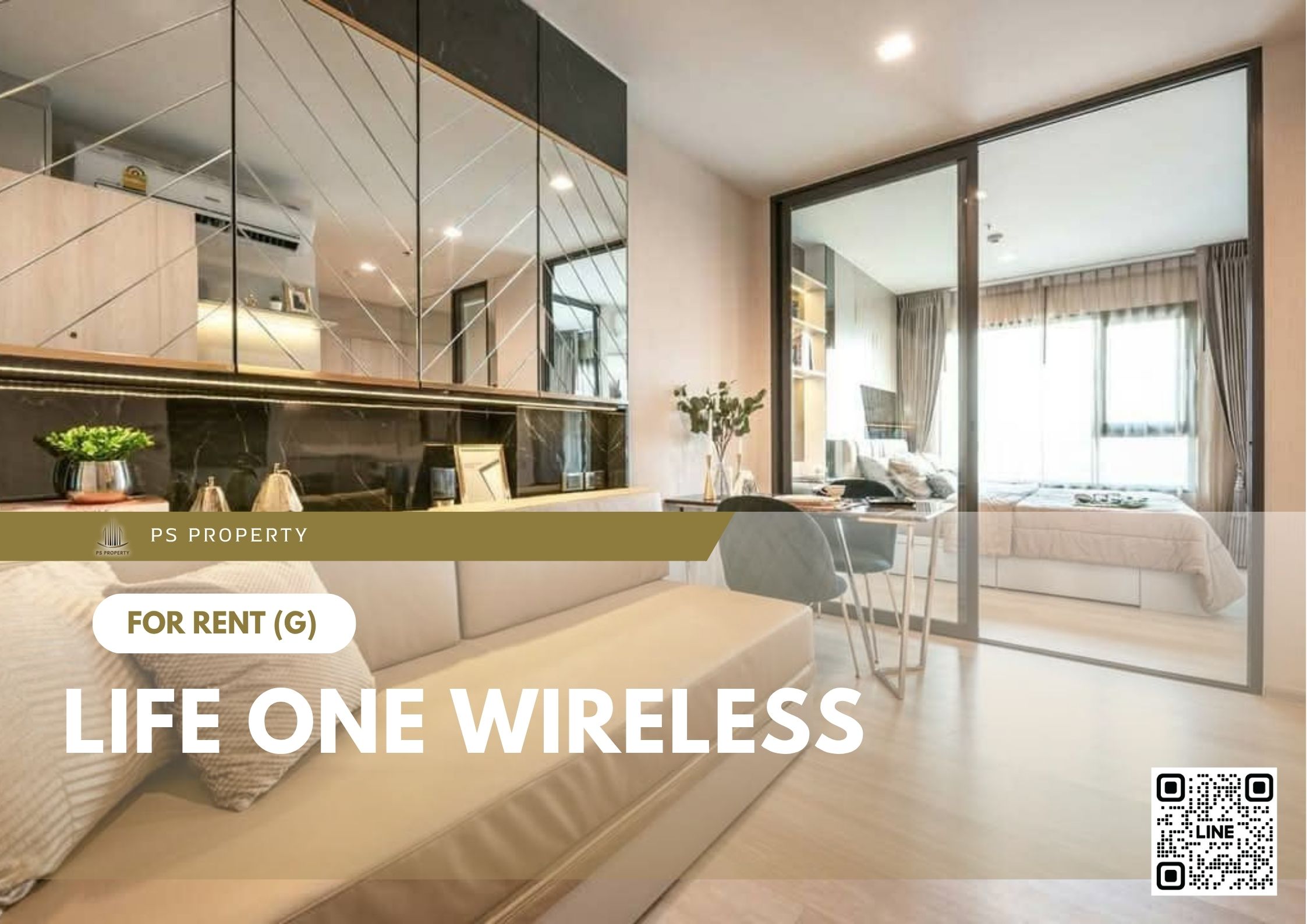 For Rent ✨ Life One Wireless ✨ Fully furnished with appliances, near BTS Phloen Chit.