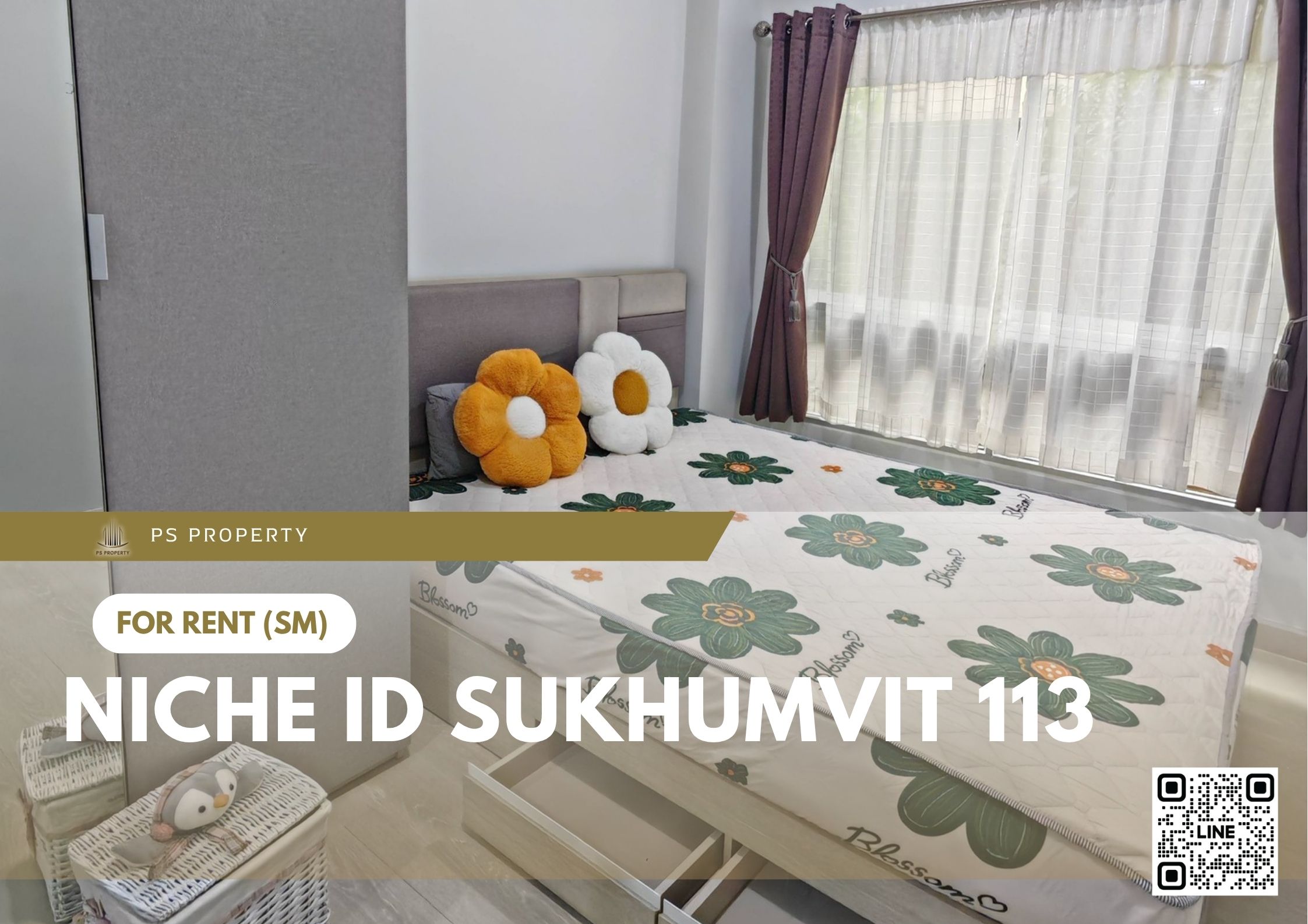 ให้เช่า 📍 Niche id Sukhumvit 113 📍 เฟอร์นิเจอร์ และ เครื่องใช้ไฟฟ้าครบ ใกล้ BTS สำโรง