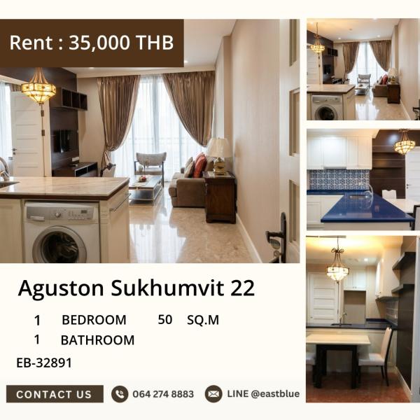 For rent! Luxurious condo Aguston Sukhumvit 22 in the heart of Sukhumvit Rental price only 35,000 Baht/month 