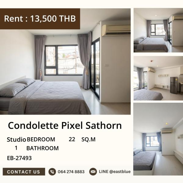 Rent a studio condo, 22 sq.m., in the heart of Sathorn, near BTS Lumpini for only 13,500 THB/month.
Fully equipped with amenities, don't wait! 0642748883