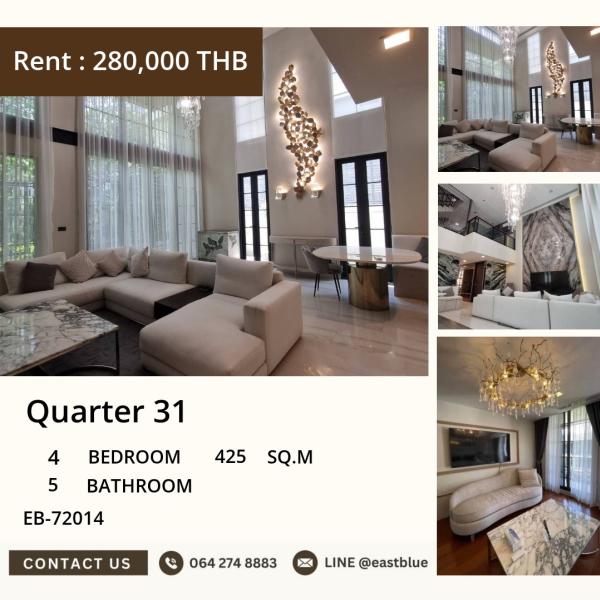 05/10/2026, 🏢 Luxury condo for rent Quarter 31 with beautiful view, 4 bedrooms, near BTS Phetchaburi!

💎 425 sqm, only 280,000 baht/month, all features free, special opportunity! 0642748883