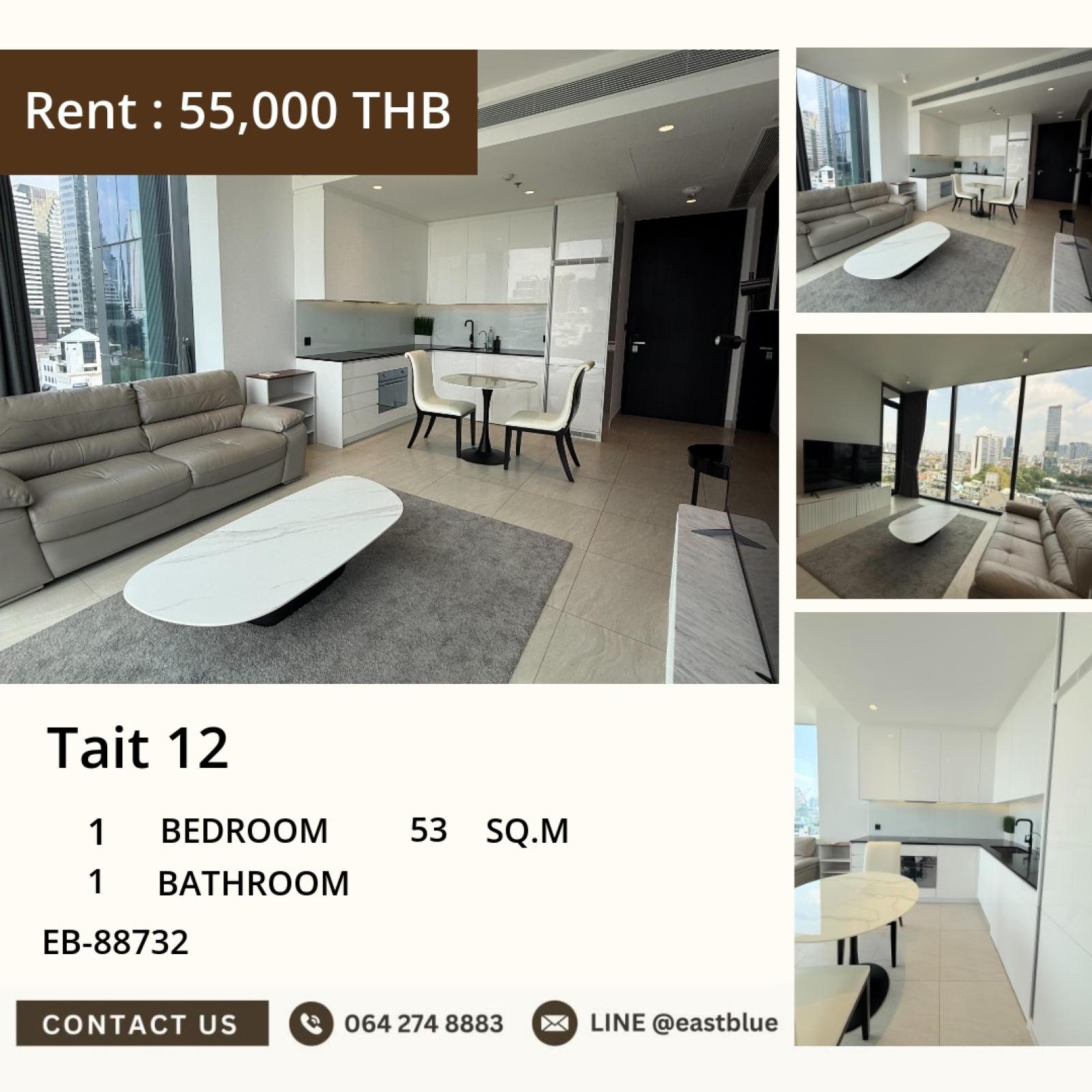 11/08/2026, 🏠 เช่า คอนโด 1 ห้องนอน เทตต์ สาทร ทเวลฟ์ 55,000 บาท/เดือน 0642748883