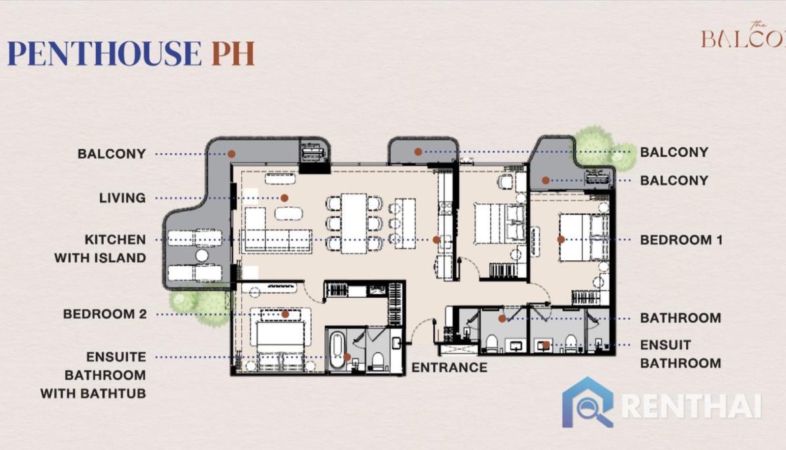 ขายเพนท์เฮาส์ 3 ห้องนอน 3 ห้องน้ำ พื้นที่ใช้สอยกว้างขวาง 139 ตร.ม. ในคอนโดใหม่ติดหาดในยาง – รูปที่ 4