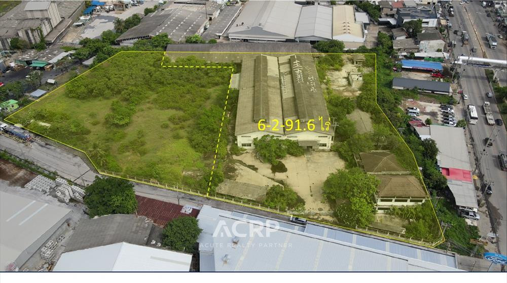 Urgent sale of land, good location, next to Suksawat Road, with factory, warehouse and office building. Next to Suksawat Road