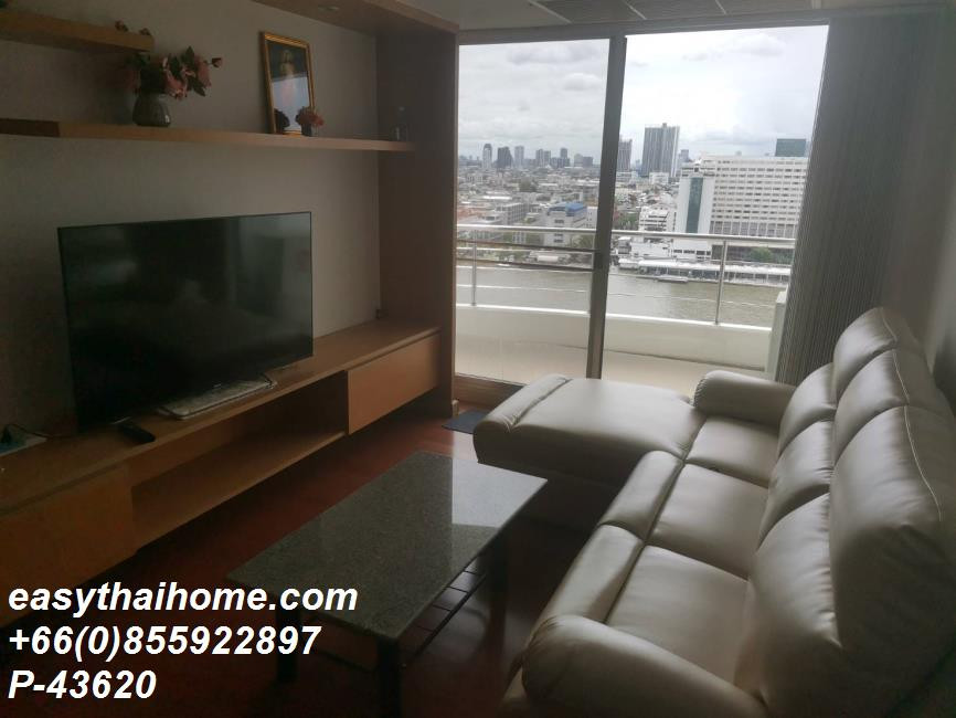 P-43620 For Rent Supalai River Place | 2 Bedrooms 2 Bathrooms | 105 sq.m. | 17th Floor | River View | Fully Equipped | Washing Machine | 36,000 THB/month📞 Line ID: @easythaihome | 085-592-2897  – รูปที่ 2