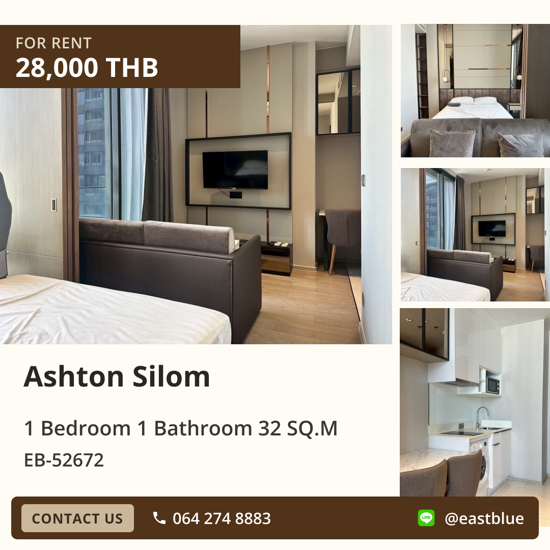 For Rent: Ashton Silom 1 Bed 32 sqm near BTS Chong Nonsi 28,000 THB/month