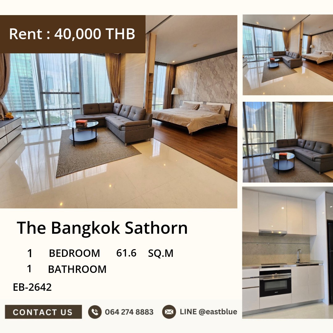 For Rent: The Bangkok Sathorn 1 Bed 61.6 sqm near BTS Surasak 40,000 THB/month