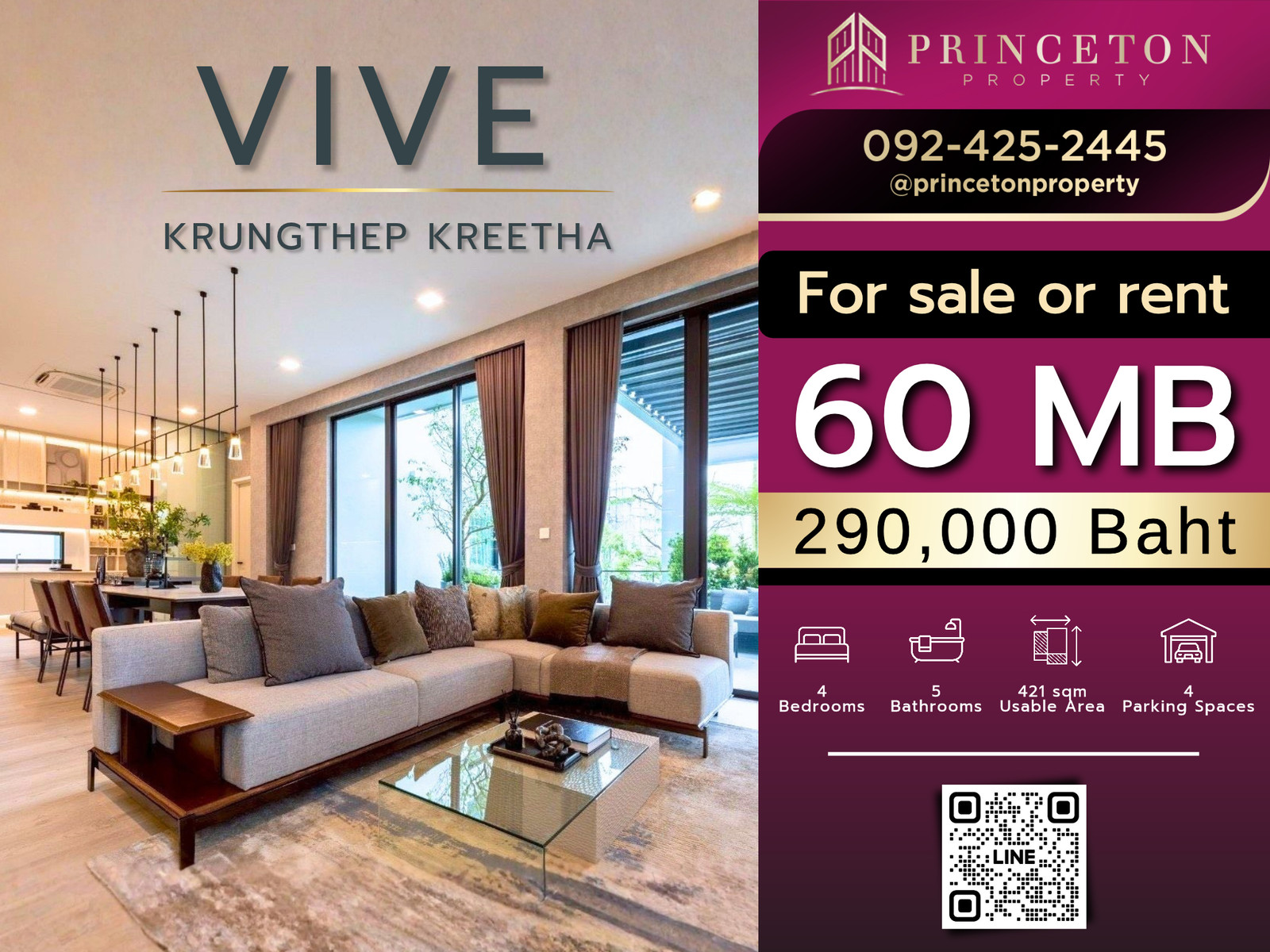 Luxury House For Sale or Rent VIVE Krungthep Kreetha 📞092-4252445