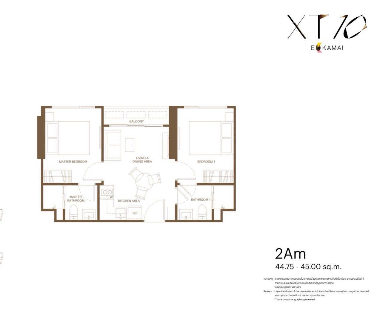 (The  sells it himself)✨🏜️ XT 10 Ekkamai, 2 bedrooms, 2 bathrooms, 14th floor, Building B, Pet - Friendly, beautiful plan, wide front, premium, city view, Ekkamai side, Thonglor 🔥🐶🐱Very good price 15x,000) – รูปที่ 4