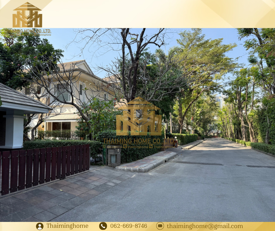 Private house for rent, 2 floors, 4 bedrooms, 4 bathrooms, Sukhumvit 36, shady project atmosphere (TH10-326)