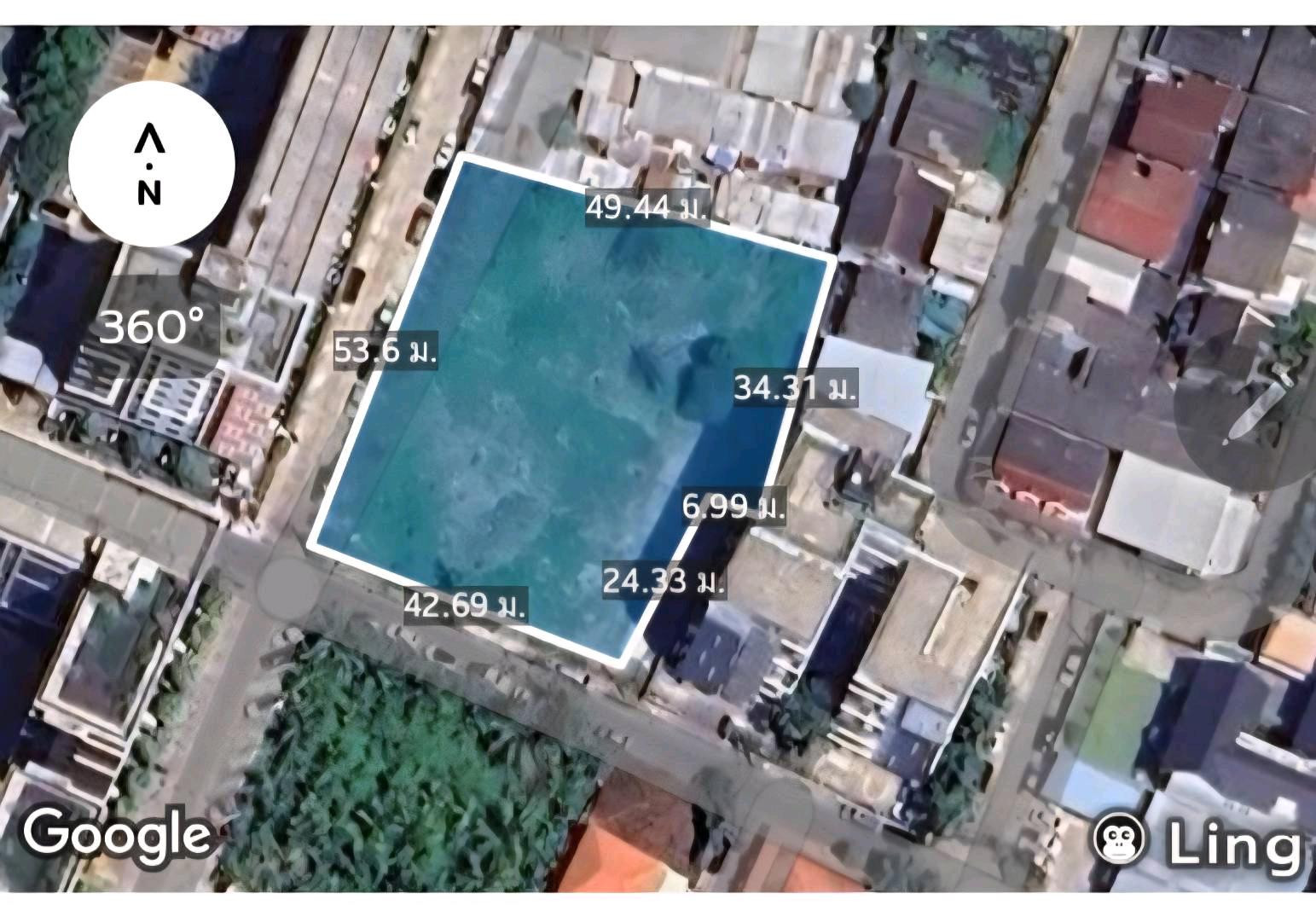 Land for sale 1-1-74 rai (574 sq m), Ramkhamhaeng Road 24, entering Soi Hua Mak 18 (Soi Ramkhamhaeng 32, intersection 1), corner plot, next to the road on 2 sides, orange area, very beautiful, in the area of ​​Ramkhamhaeng and Hua Mak Road, square 42x55 (