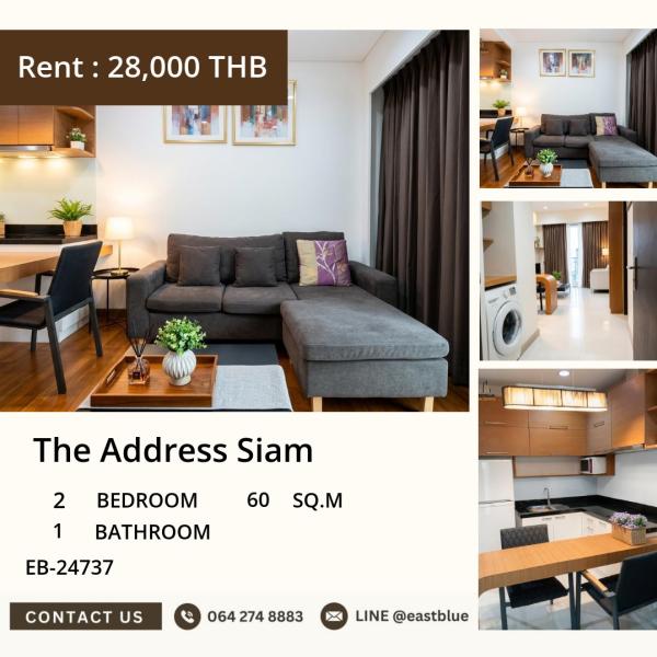 17/07/2026, 🔥 The Address Siam in the heart of Siam!
2 bedrooms 60 sqm starting 28,000 baht/month ready to move in 🏡 0642748883