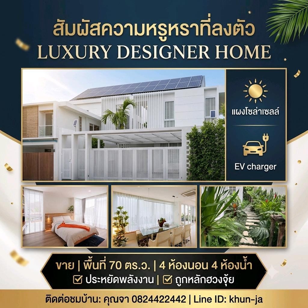 Just 2 minutes to the expressway & Watcharaphon BTS! Modern luxury detached house for sale, 70 sq m, Ramintra 57, premium grade materials throughout, beautiful and luxurious, complete functions, correct Feng Shui principles, complete with Solar Cell & Just 2 minutes to the expressway & Watcharaphon BTS! Modern luxury detached house for sale, 70 sq m, Ramintra 57, premium grade materials throughout, beautiful and luxurious, complete functions, correct Feng Shui principles, complete with Solar Cell &