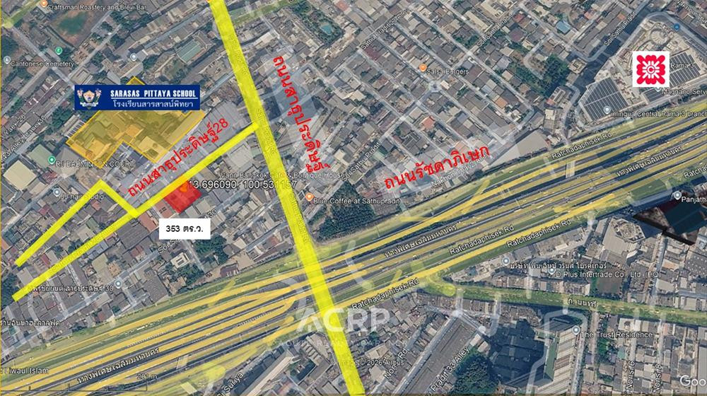 Land plot for sale (353 sq. wah) in Soi Sathu Pradit 28. Land plot for sale (353 sq. wah) in Soi Sathu Pradit 28.