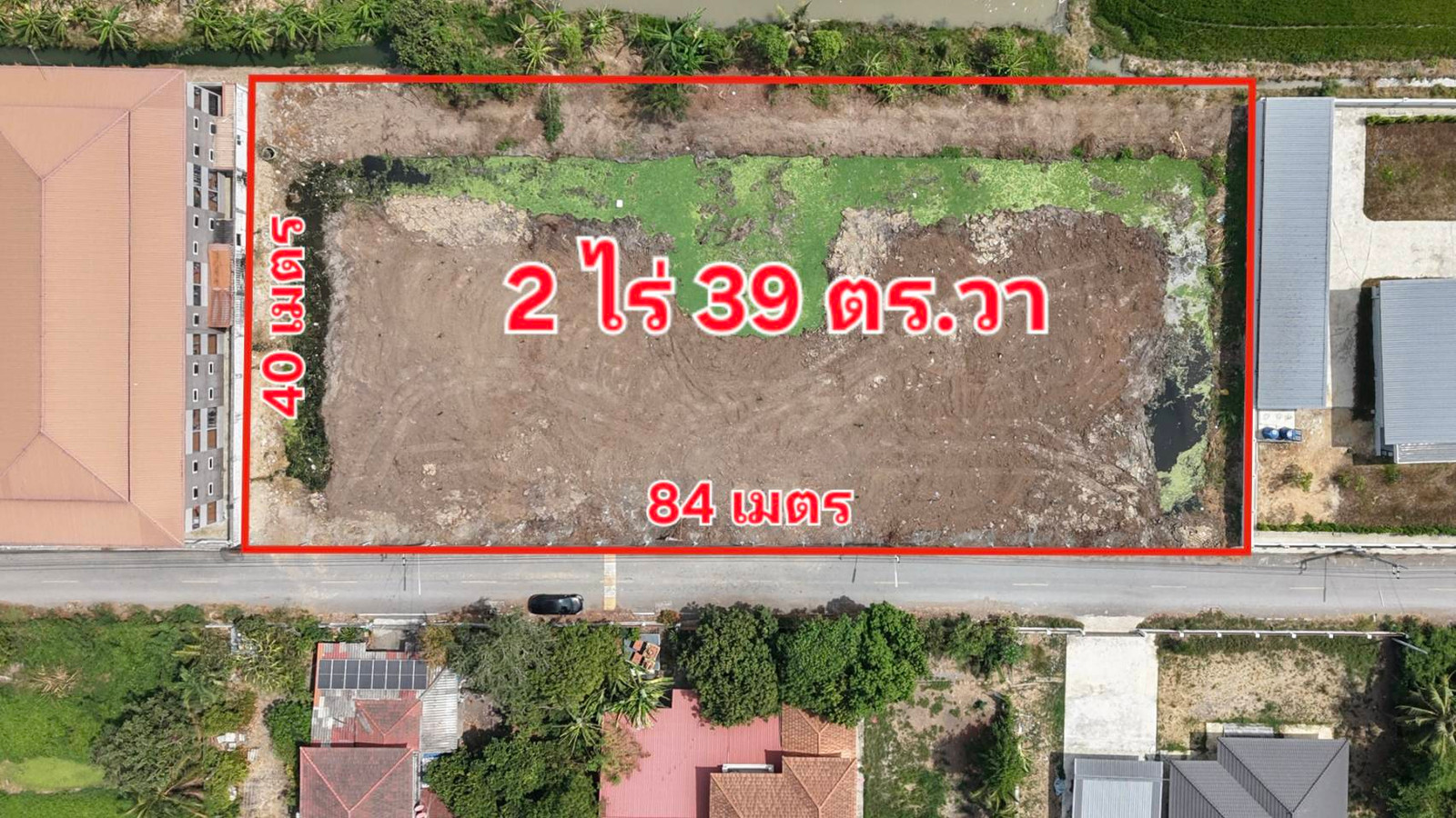 Beautiful square plot! Land for sale, 1 rai 20 sq m, suitable for building an apartment and dividing it with shops. Khlong 11, Rangsit-Nakhon Nayok Road, next to Wat Sa Bua, Pathum Thani – รูปที่ 3