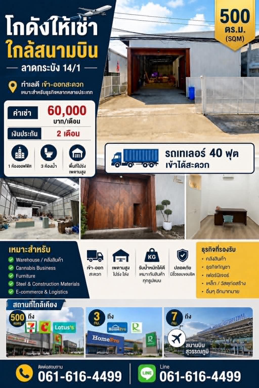 โกดังให้เช่าใกล้สนามบิน ลาดกระบัง 14/1 500ตรม.[500SQM]  – รูปที่ 2