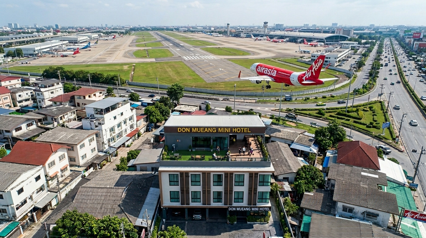 Small hotel business for sale, 13 rooms, near Don Mueang Airport, only 4 km away!!