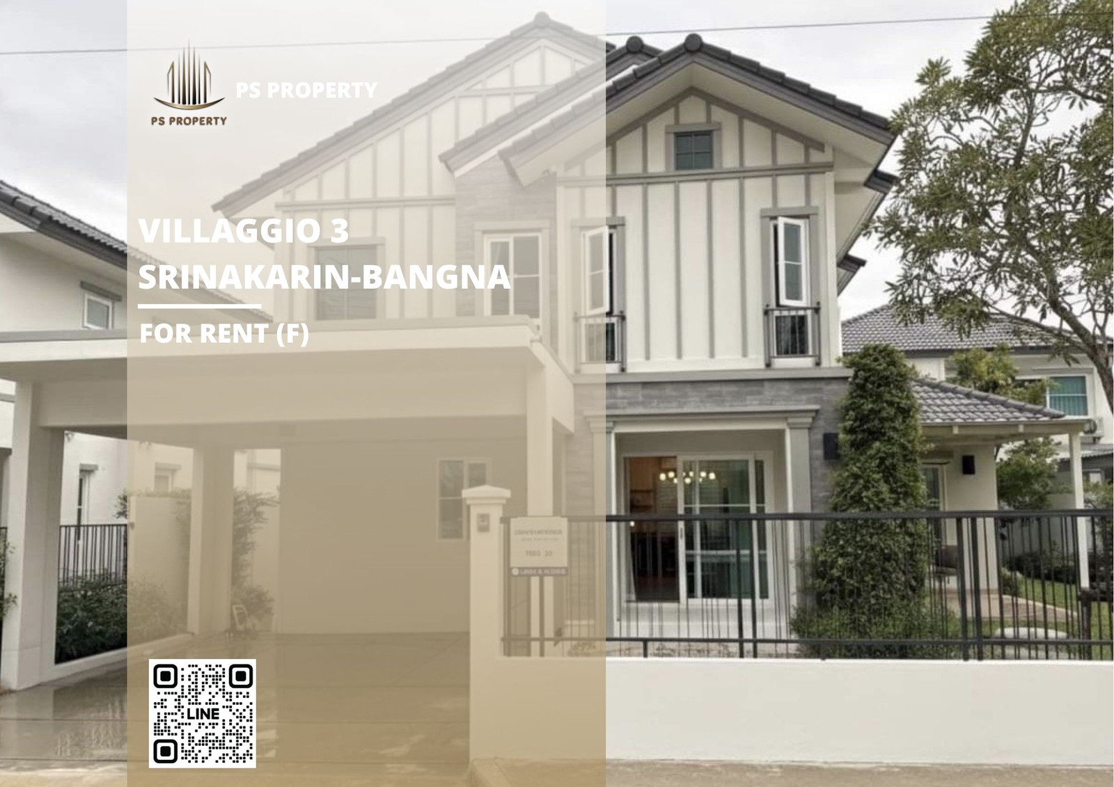 Townhouse for rent 📍 Villaggio 3 Srinakarin-Bangna 📍 4 bedrooms, 3 bathrooms, fully furnished and equipped with appliances. Near Mega Bangna.