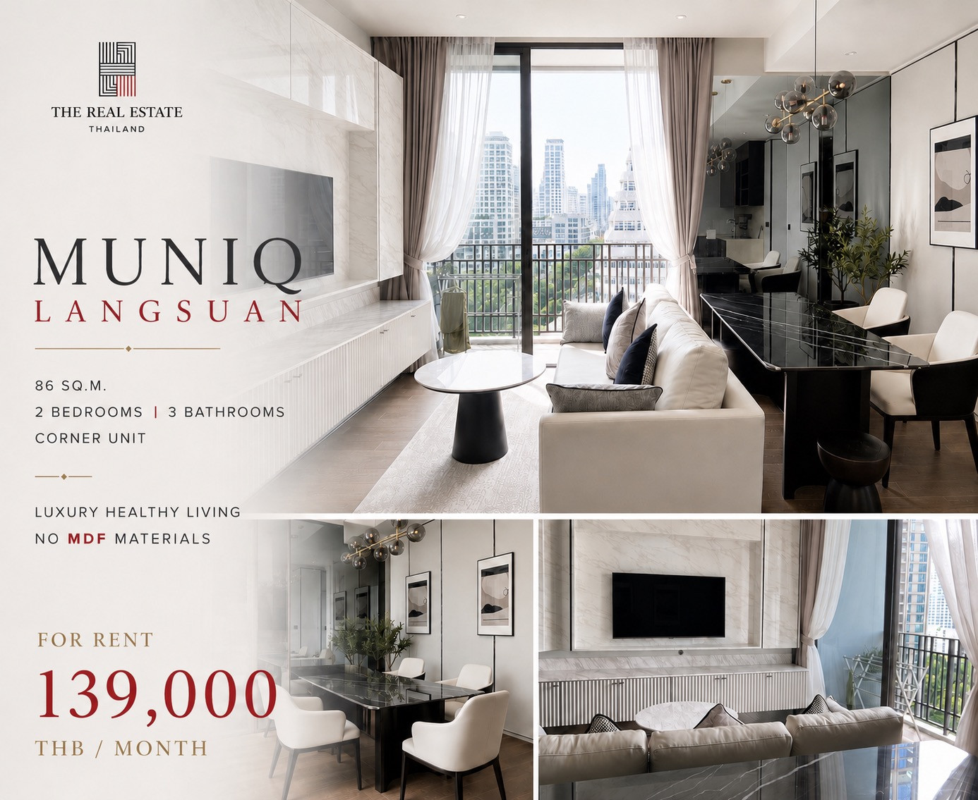 🏡 MUNIQ LANGSUAN 2 br. 3 bath| Luxury Healthy Living Residence No MDF Materials ✨ ปล่อยเช่าคอนโดมิวนิคหลังสวน ขนาดใหญ่ 86 ตารางเมตร ไม่มีวัสดุที่เป็นอันตรายต่อสุขภาพ 🏡 MUNIQ LANGSUAN 2 br. 3 bath| Luxury Healthy Living Residence No MDF Materials ✨ ปล่อยเช่าคอนโดมิวนิคหลังสวน ขนาดใหญ่ 86 ตารางเมตร ไม่มีวัสดุที่เป็นอันตรายต่อสุขภาพ