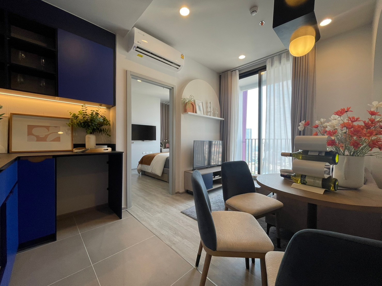 PFD-08520 Condo for rent XT Ekkamai beautiful room, city view. Fully furnished, ready to move in, near the BTS 🏙️✨