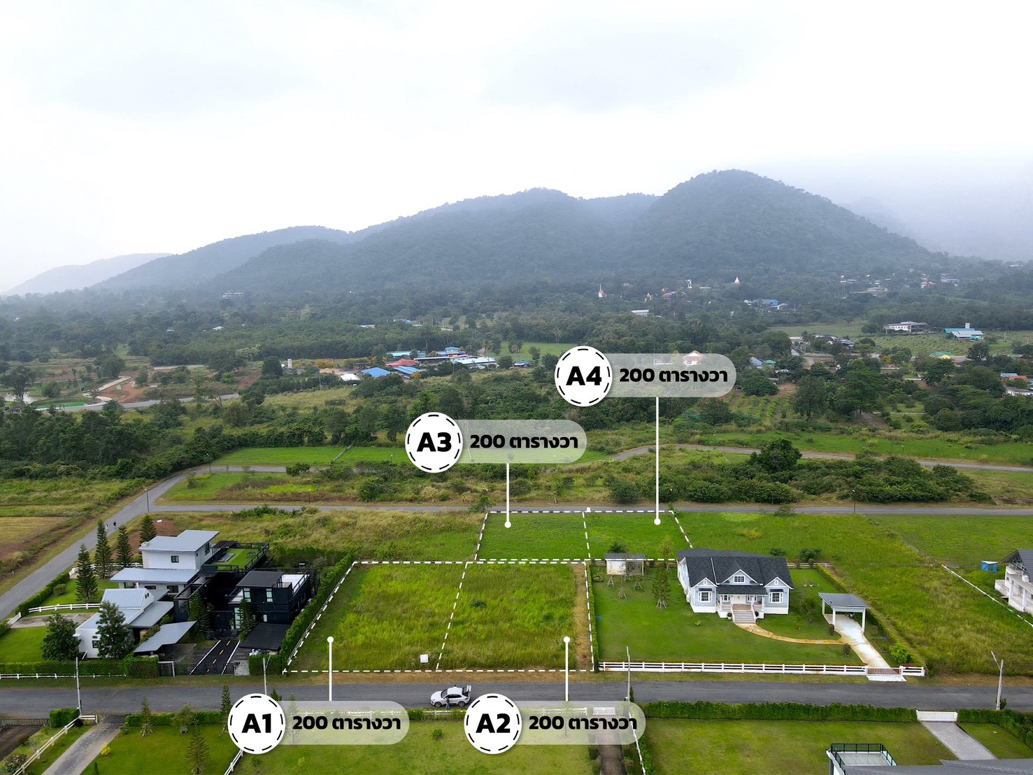 Khao Yai land in the project, safe, mountain view, near Phirom Cafe. Khao Yai land in the project, safe, mountain view, near Phirom Cafe.