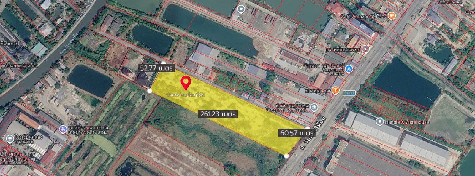 Empty land for sale, area 9-2-6.2 rai, potential location Bang Phli - Lat Krabang, Bang Chalong Subdistrict, Bang Phli District, Samut Prakan Province, price 180,000,000 baht.