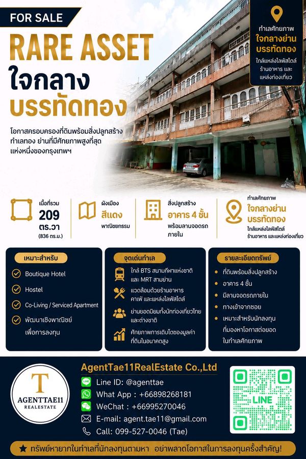 🔥 RARE ASSET ใจกลางบรรทัดทอง 🔥โอกาสครอบครองที่ดินพร้อมสิ่งปลูกสร้าง ในหนึ่งในทำเลที่นักลงทุนต้องการมากที่สุดของกรุงเทพฯ