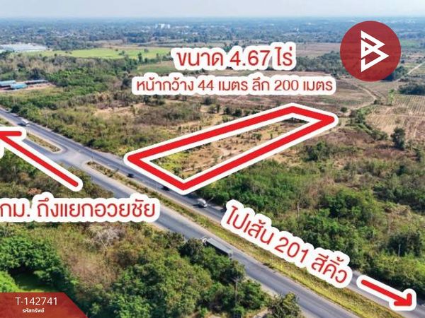 Land for sale, area 4 rai 2 ngan 67 square wah, Pak Thong Chai, Nakhon Ratchasima.