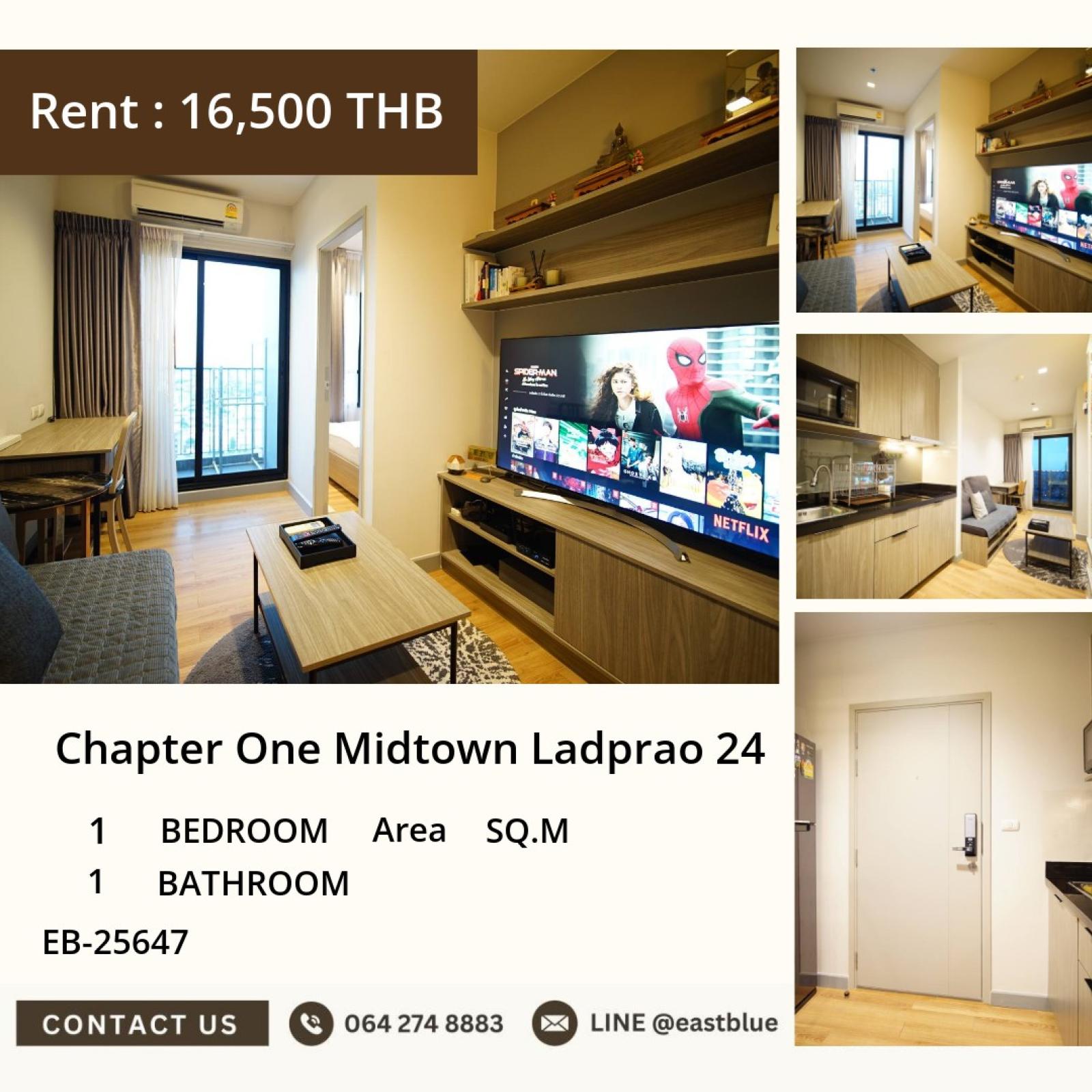 20/07/2026, 🏙️ Instant discount! Luxury condo Chapter One Midtown Ladprao 24 only 16,500/month ✨ Near BTS Ladprao, go for it. 0642748883