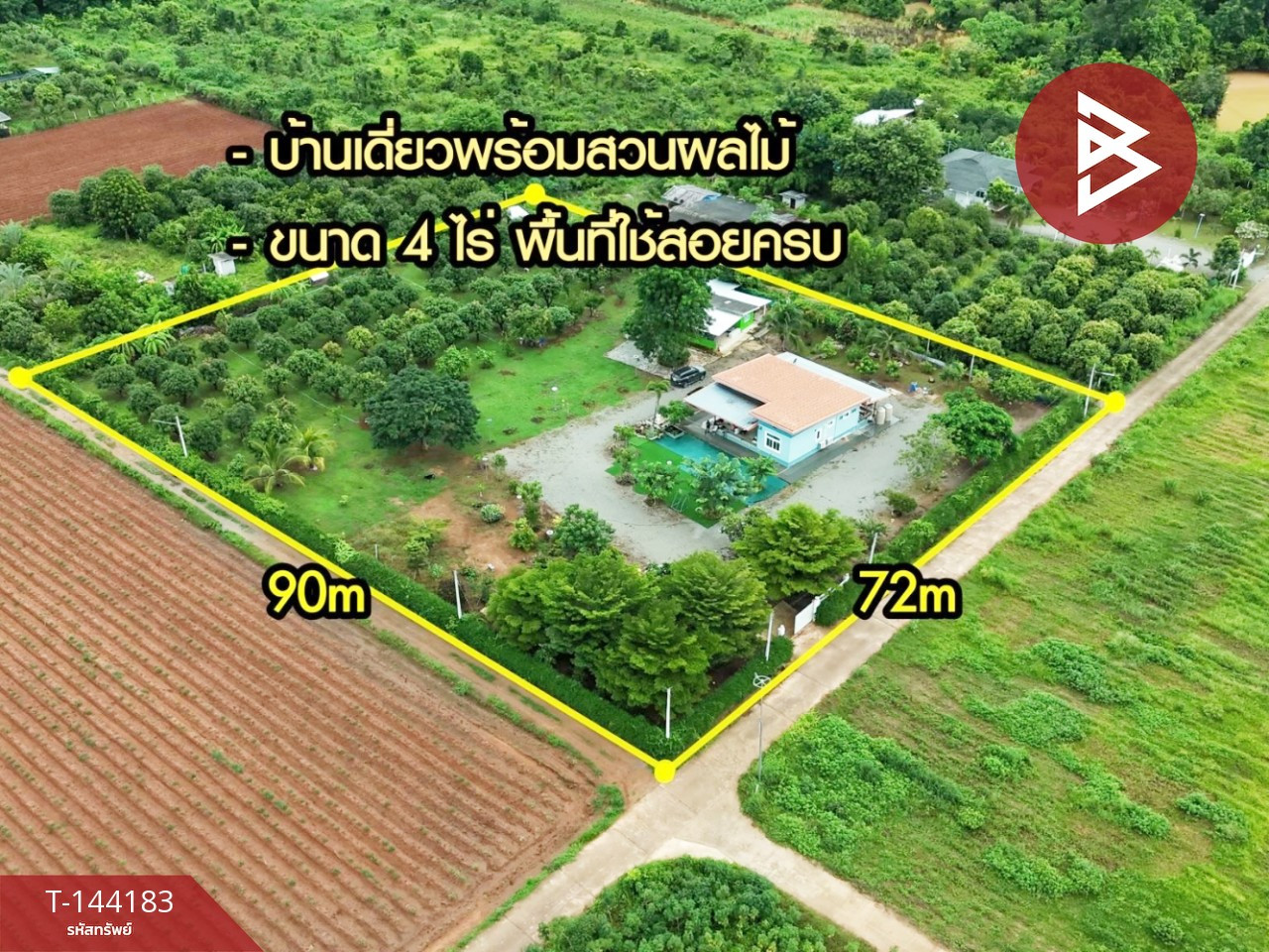 ขายด่วนบ้านเดี่ยวพร้อมที่ดินสวนผลไม้ เนื้อที่ 4 ไร่ อ.โพธาราม ราชบุรี – รูปที่ 2