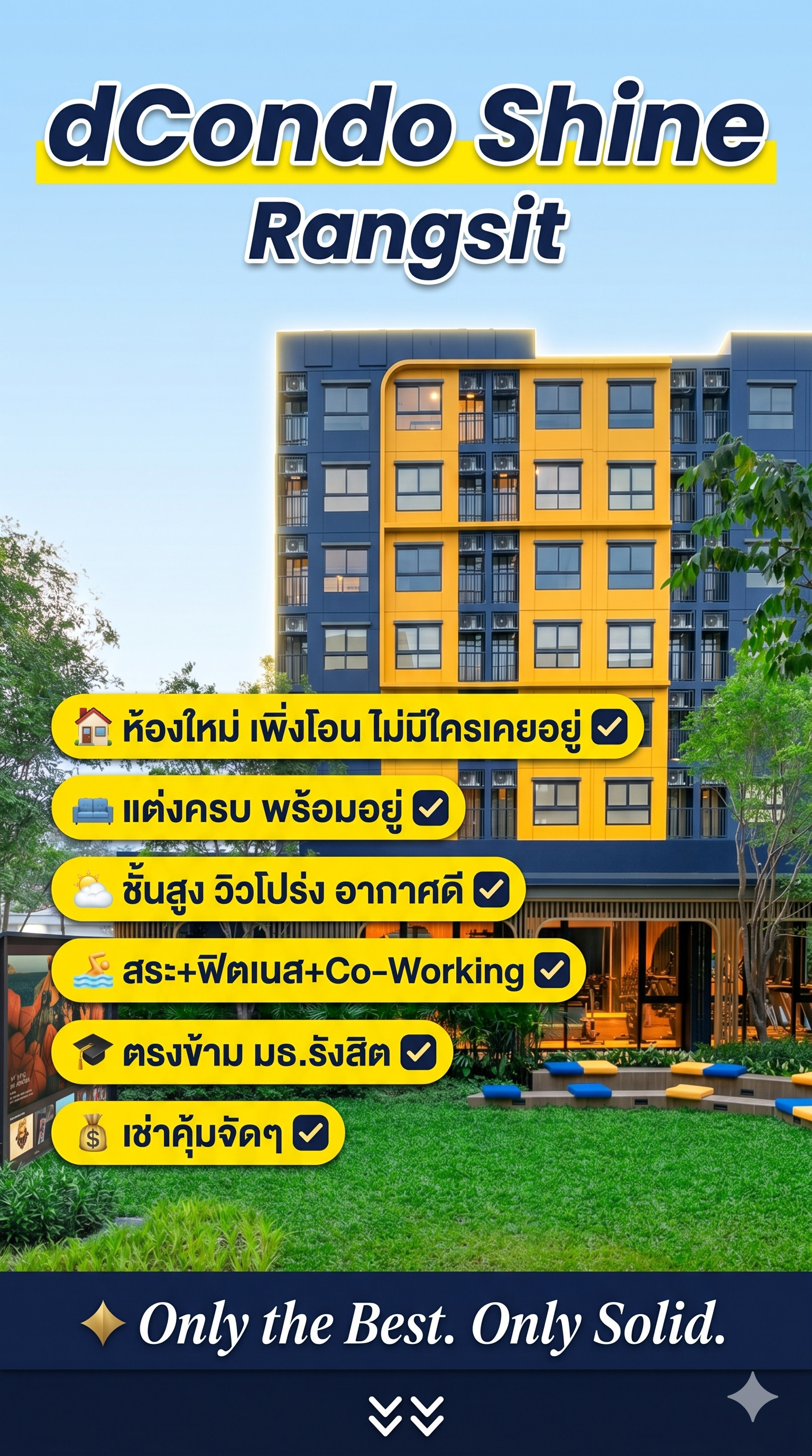 For rent dCondo Shine Rangsit, new room, Fully Furnished, 8th floor, near Thammasat University, Rangsit, 24.50 sq m, 10,000 baht/month. For rent dCondo Shine Rangsit, new room, Fully Furnished, 8th floor, near Thammasat University, Rangsit, 24.50 sq m, 10,000 baht/month.