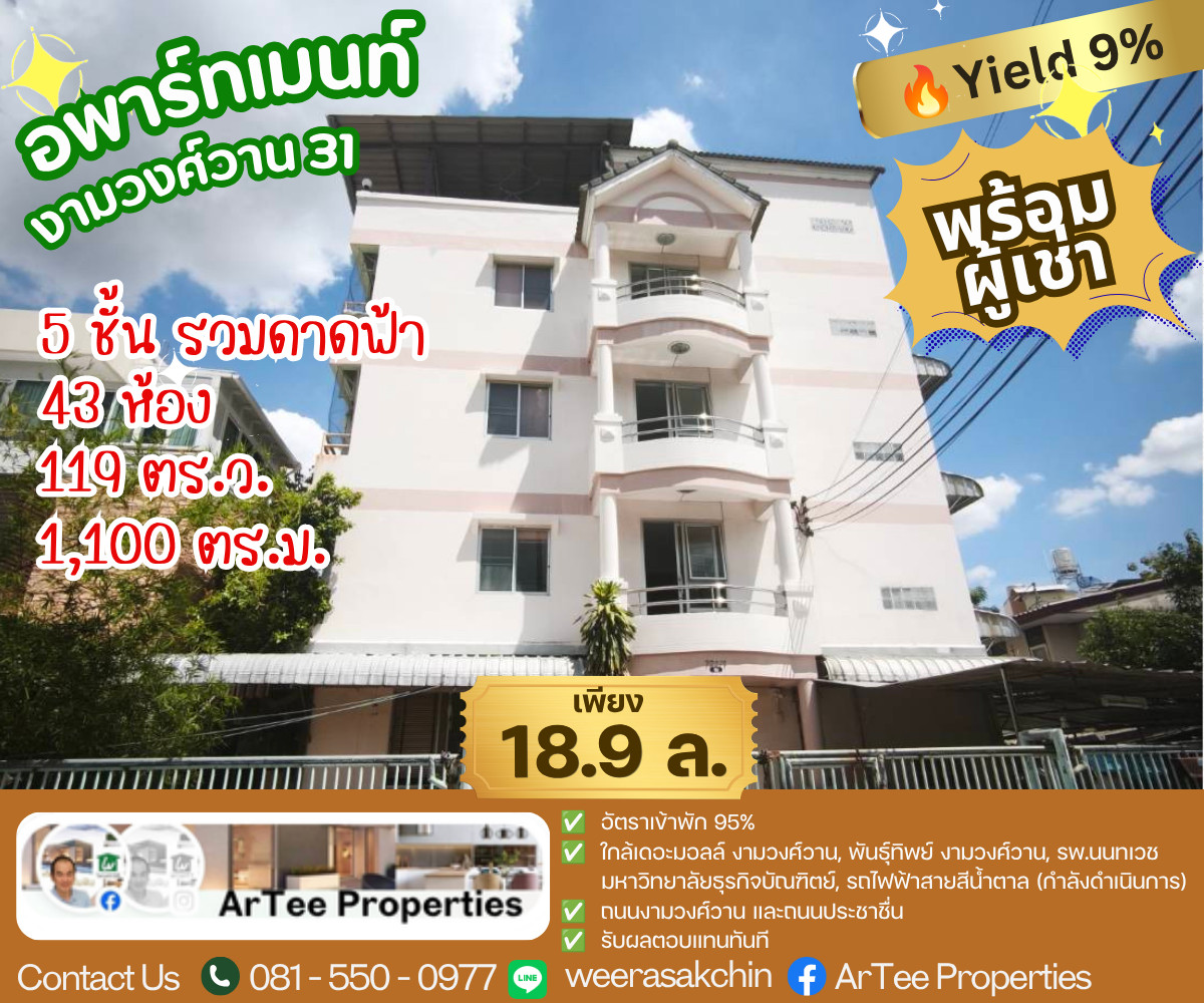 Apartment for sale with tenant, cheaper than the market, Soi Ngamwongwan 31, opposite The Mall Ngamwongwan. Apartment for sale with tenant, cheaper than the market, Soi Ngamwongwan 31, opposite The Mall Ngamwongwan.