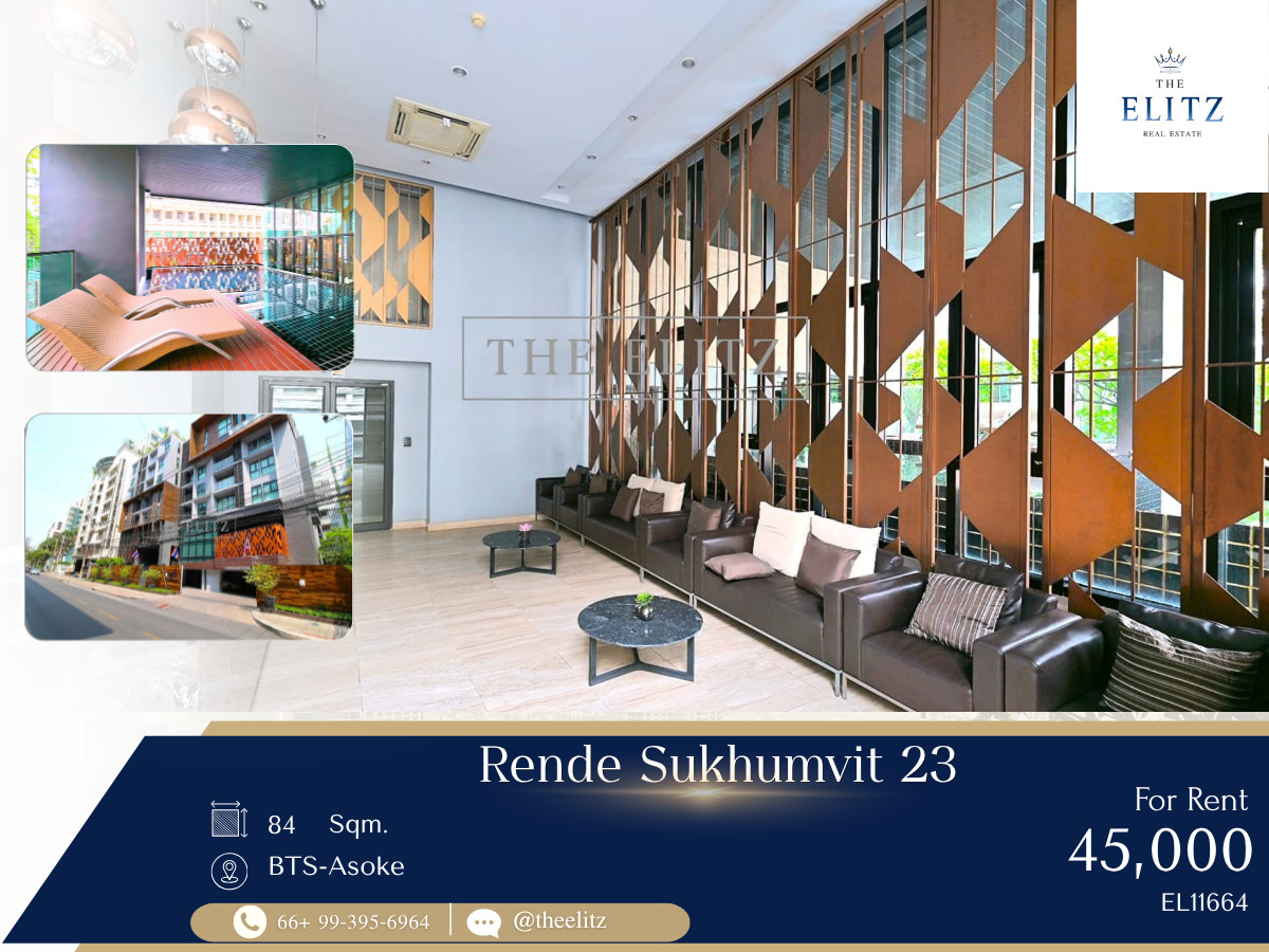 ✨ An Oasis in Asoke! Cozy Low-Rise Condo for Rent @ Rende Sukhumvit 23 – Max Privacy ✨ ✨ An Oasis in Asoke! Cozy Low-Rise Condo for Rent @ Rende Sukhumvit 23 – Max Privacy ✨