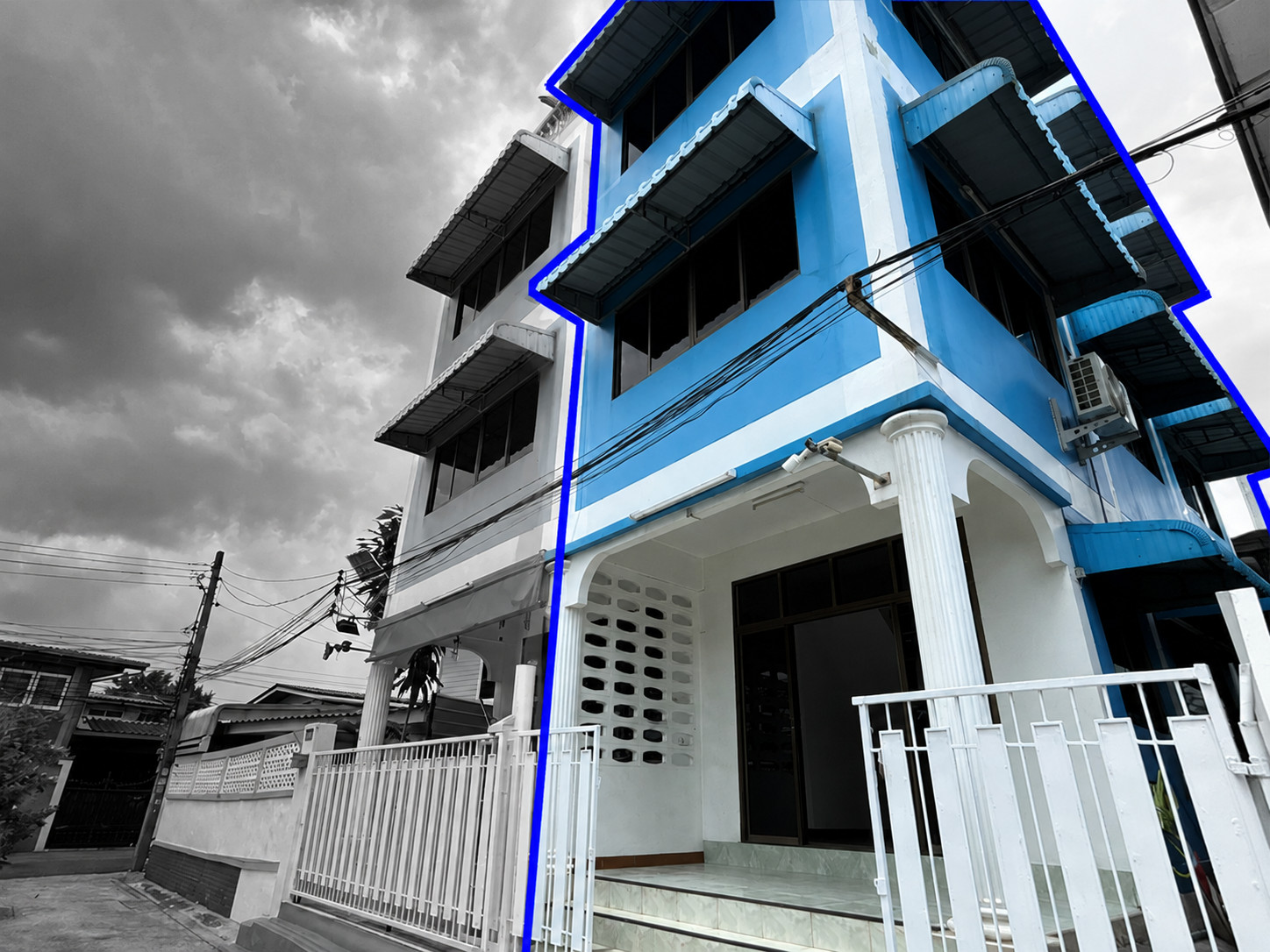 Twin house / home office for rent, 4 floors (including rooftop), Soi Udomsuk 30, Bangna District, Bangkok.