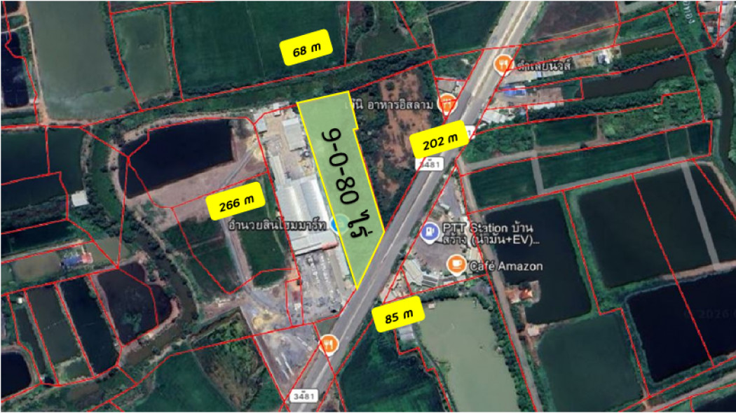 ให้เช่า ที่ดิน ติดถนนใหญ่ 3481 บ้านสร้าง จ.ปราจีนบุรี  9 ไร่ 80 ตรว – รูปที่ 2