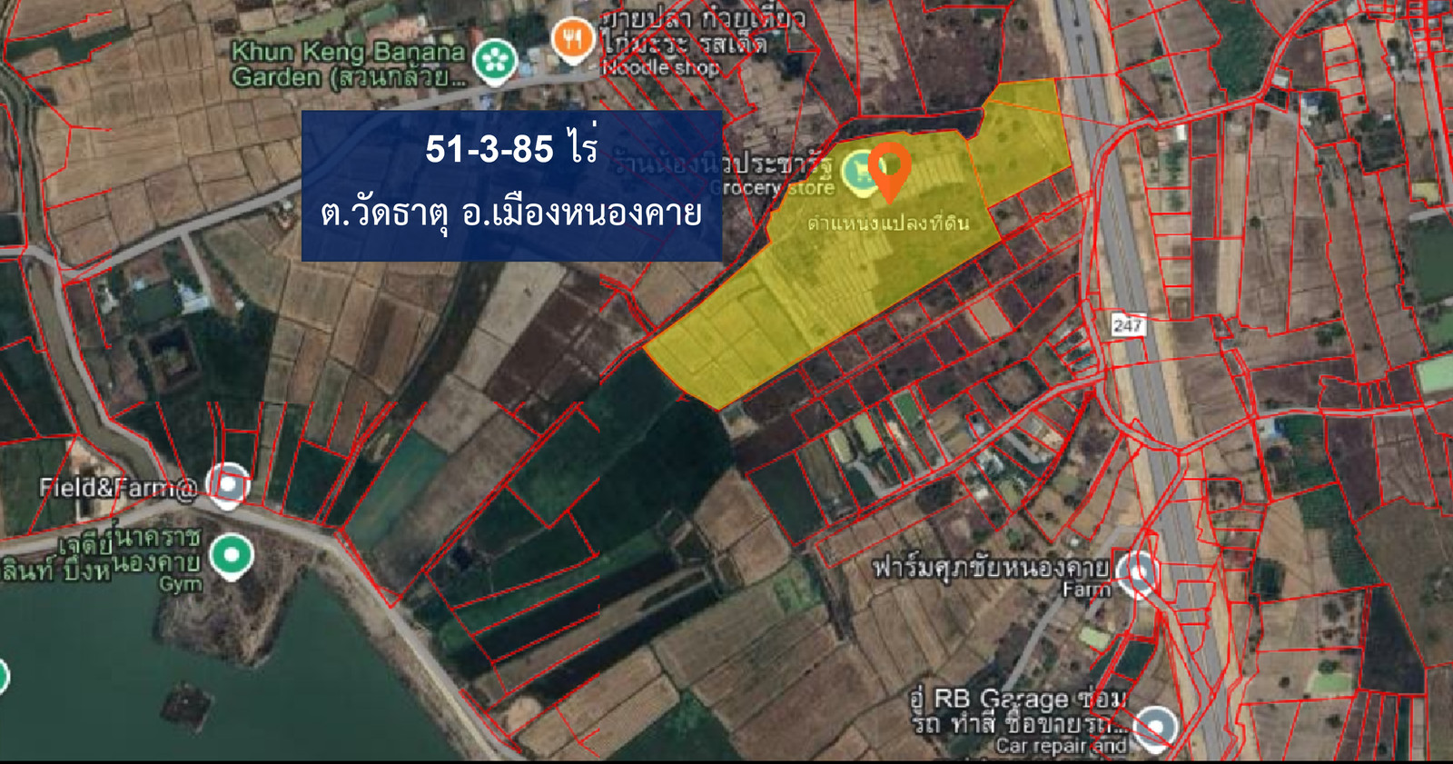 ขายถูก!!! ที่ดินหน้าติดถนนบายพาส 247 เลี่ยงเมืองหนองคาย  ใกล้บึงหนองคายไฟฟ้าพร้อม ทำเลศักยภาพ ไร่ละ 1 ล้านบาท  – รูปที่ 2
