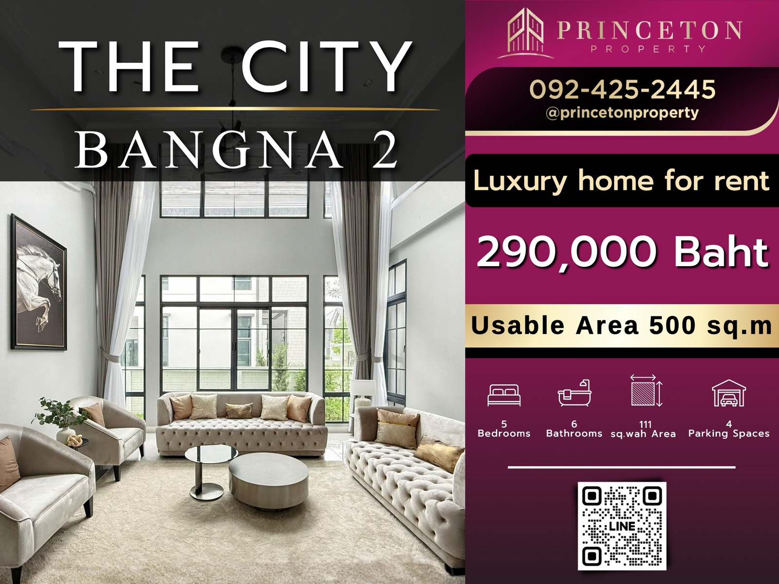 Luxury House For Rent The City Bangna 2 📞092-4252445