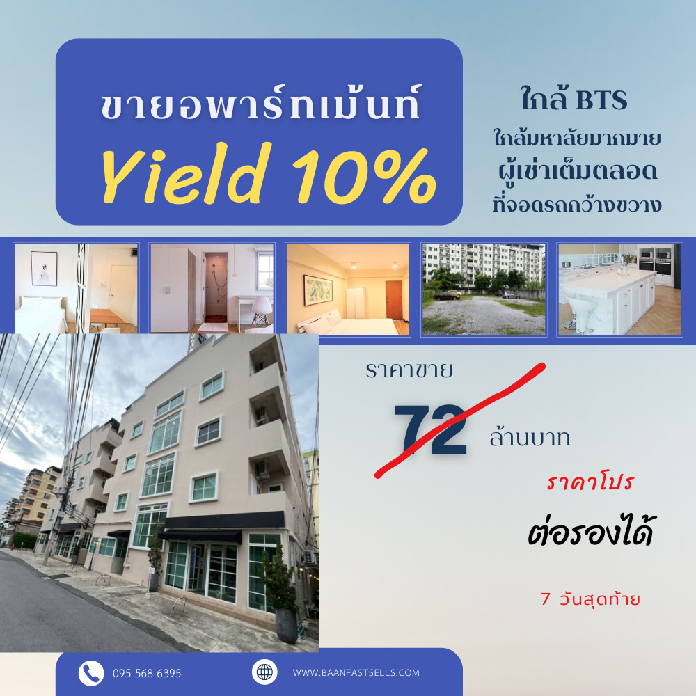 APARTMENT INVESTMENT OPPORTUNITY for sale, 2 apartment buildings, stable income, close to the BTS, close to educational institutions, Bang Khen District, opportunity to invest in income-generating real estate (Income Property) on a potential location in t