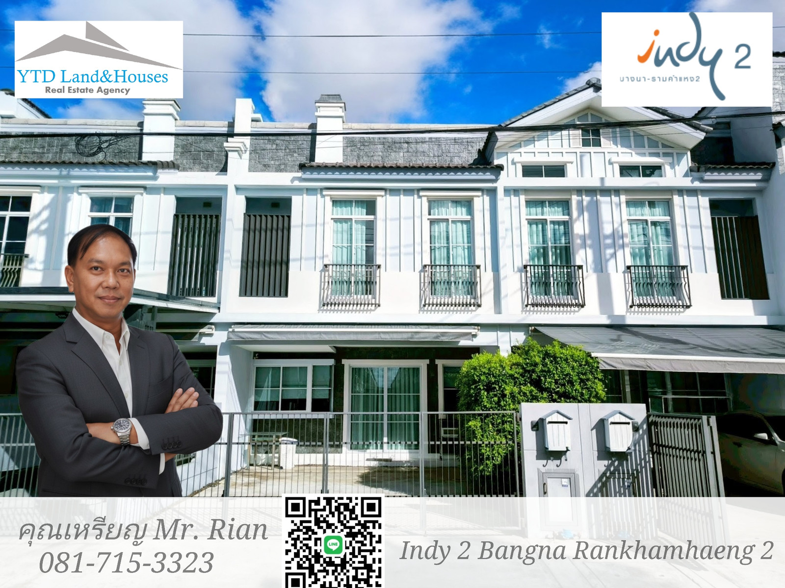 For rent , 2-storey townhome for rent near Mega Bangna. Prime location in the Indy 2 Bangna-Ramkhamhaeng 2. East-facing unit, close to the park, no other houses directly opposite. Fully furnished. Electric awning at the front. Listing No: YT12-2557 For rent , 2-storey townhome for rent near Mega Bangna. Prime location in the Indy 2 Bangna-Ramkhamhaeng 2. East-facing unit, close to the park, no other houses directly opposite. Fully furnished. Electric awning at the front. Listing No: YT12-2557