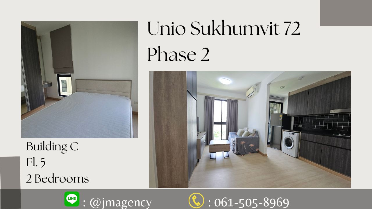 For rent 2B/1B Unio Sukhumvit 72 Phase 2  Pool view