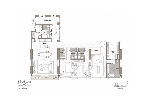♢ Rare Unit ♢ 30++ Floor | Size 228.10 sq.m. | 3 Bedroom 3 Bathroom | Lumpini Park View | Near MRT Silom Station
