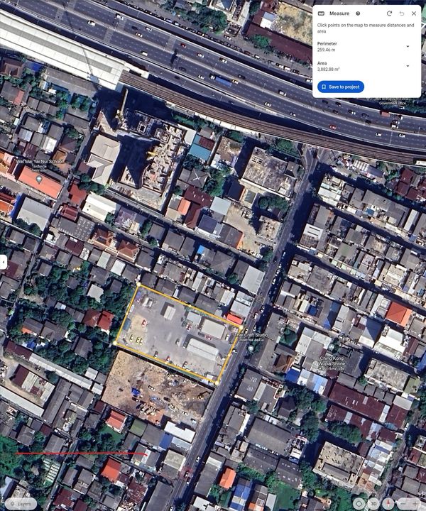 ขายที่ดินติดถนนวุฒากาศ  (2 ไร่ 1 งาน 88 ตร.ว.) ใกล้รถไฟฟ้าวุฒากาศ